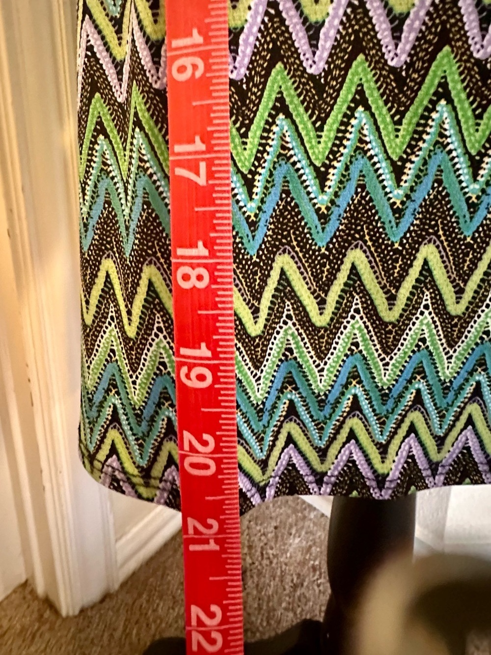 Vintage Y2K Zigzag Faux Wrap Dress Petite 8P Blue Green Jersey Stretch - Picture 7 of 11